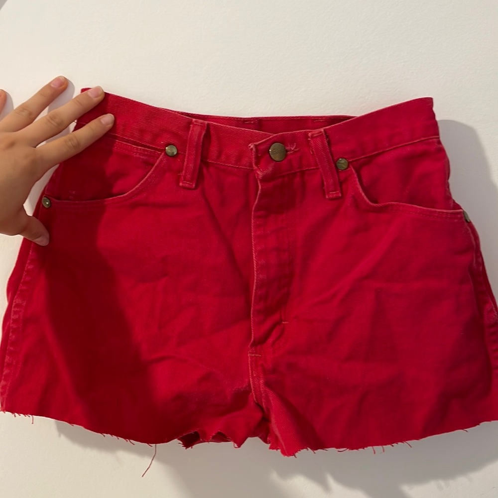 Wrangler Red Jean Shorts Cutoffs